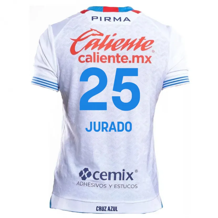 Danxen Kinderen Sebastián Jurado #25 Wit Blauw Uitshirt Uittenue 2024/25 T-Shirt