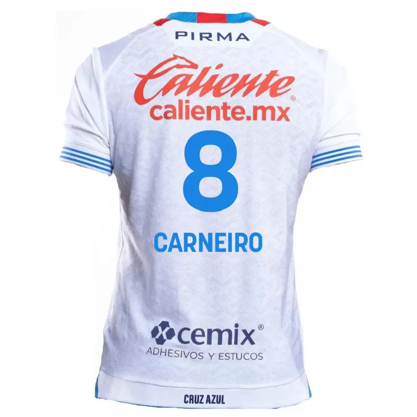 Danxen Kinderen Gonzalo Carneiro #8 Wit Blauw Uitshirt Uittenue 2024/25 T-Shirt