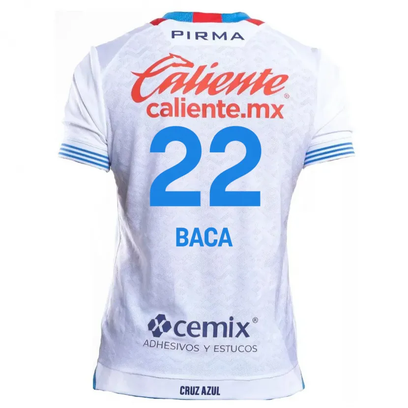 Danxen Kinderen Rafael Baca #22 Wit Blauw Uitshirt Uittenue 2024/25 T-Shirt