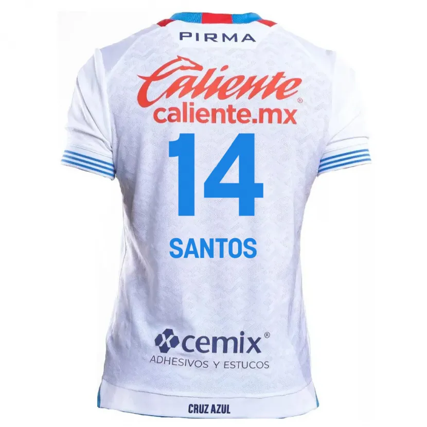 Danxen Kinderen Eleisa Santos #14 Wit Blauw Uitshirt Uittenue 2024/25 T-Shirt