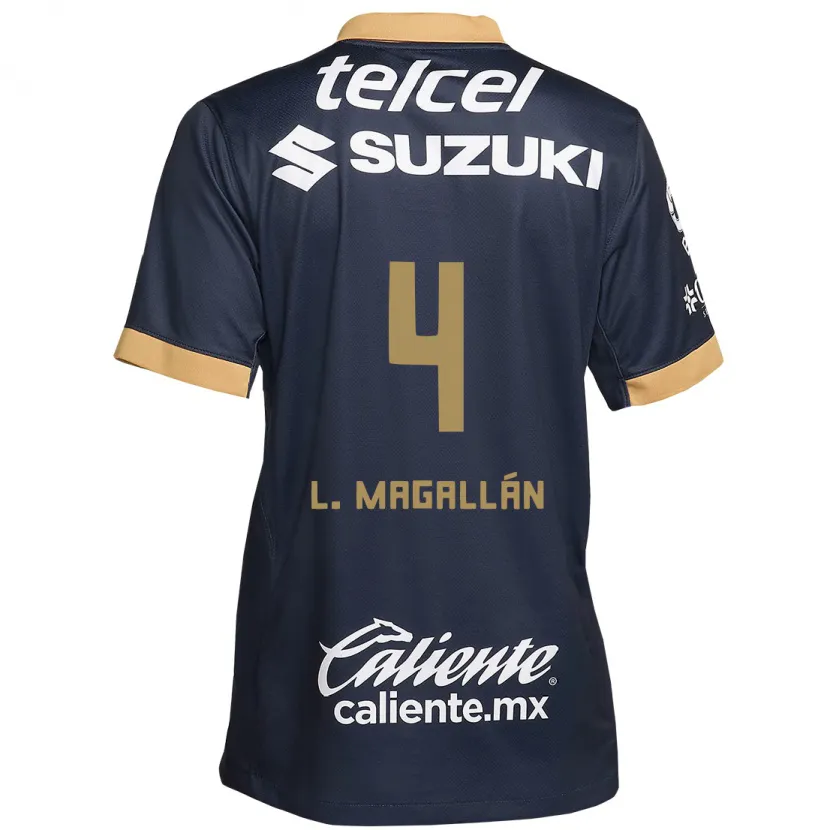 Danxen Kinderen Lisandro Magallán #4 Obsidiaan Goud Wit Uitshirt Uittenue 2024/25 T-Shirt