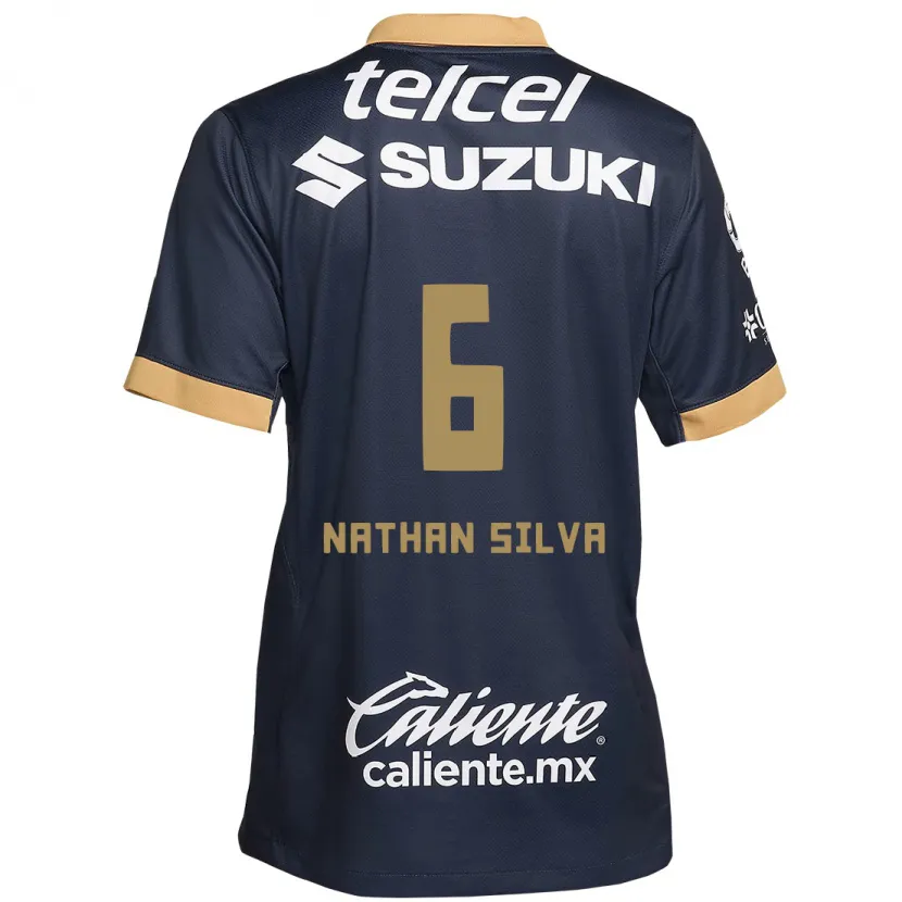 Danxen Kinderen Nathan Silva #6 Obsidiaan Goud Wit Uitshirt Uittenue 2024/25 T-Shirt