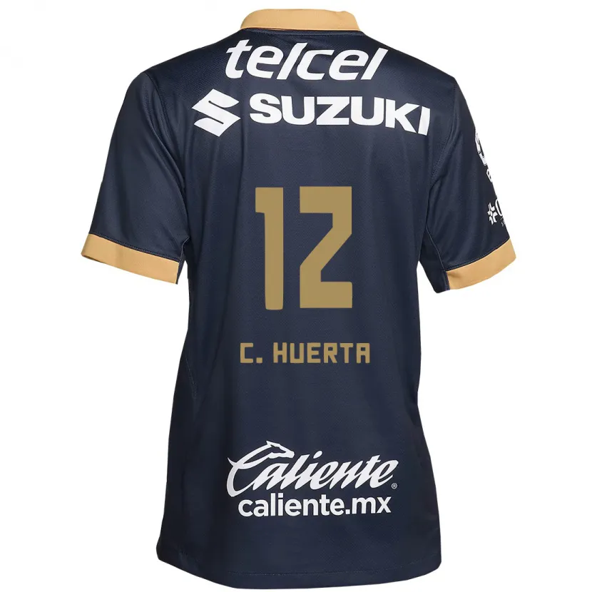 Danxen Kinderen César Huerta #12 Obsidiaan Goud Wit Uitshirt Uittenue 2024/25 T-Shirt