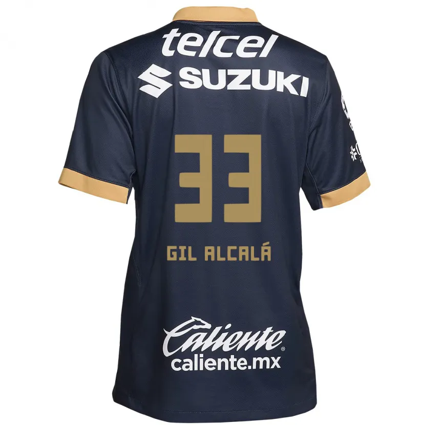 Danxen Kinderen Gil Alcalá #33 Obsidiaan Goud Wit Uitshirt Uittenue 2024/25 T-Shirt