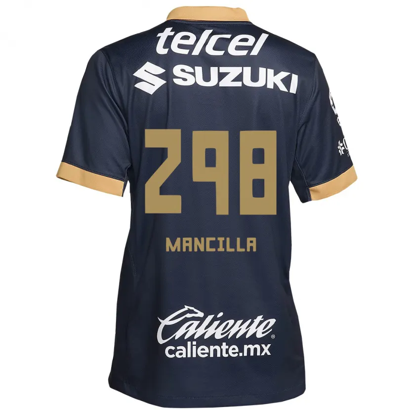 Danxen Kinderen José Mancilla #298 Obsidiaan Goud Wit Uitshirt Uittenue 2024/25 T-Shirt