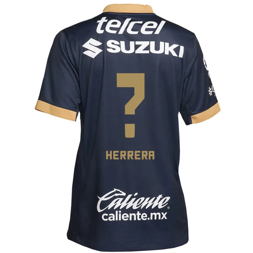 Danxen Kinderen José Herrera #0 Obsidiaan Goud Wit Uitshirt Uittenue 2024/25 T-Shirt