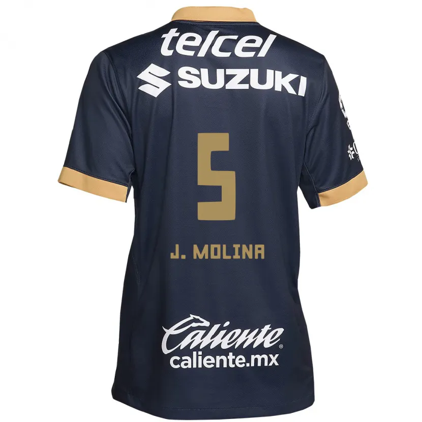 Danxen Kinderen Jesús Molina #5 Obsidiaan Goud Wit Uitshirt Uittenue 2024/25 T-Shirt