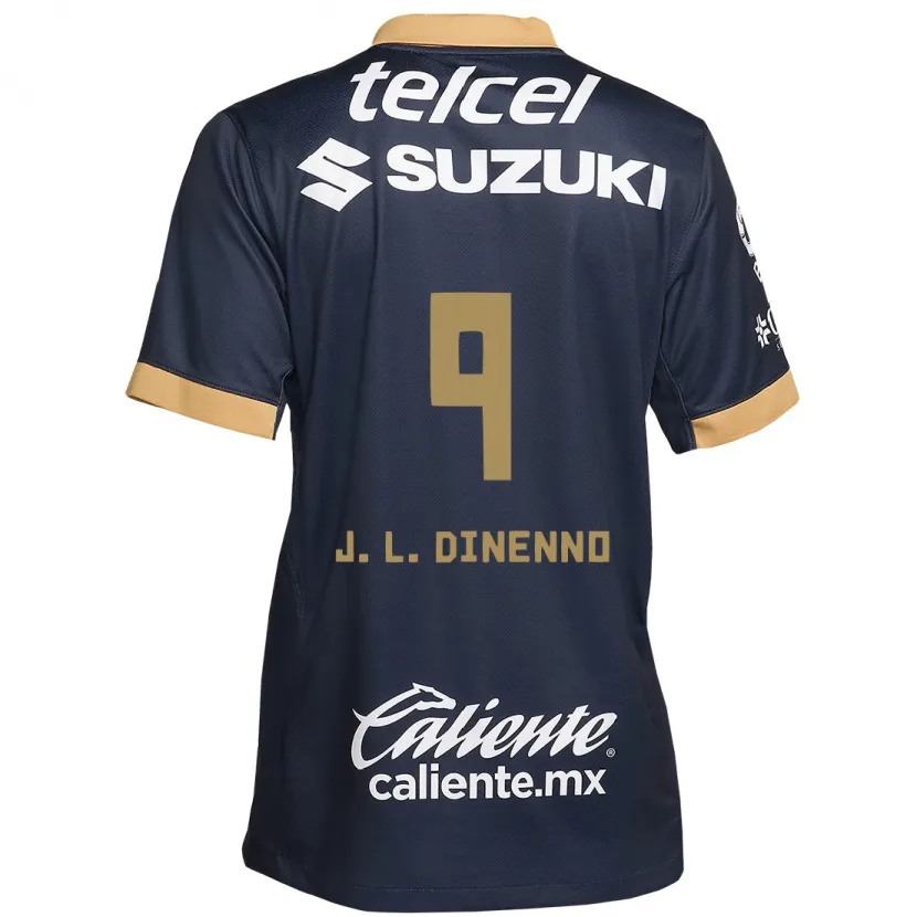 Danxen Kinderen Juan Dinenno #9 Obsidiaan Goud Wit Uitshirt Uittenue 2024/25 T-Shirt