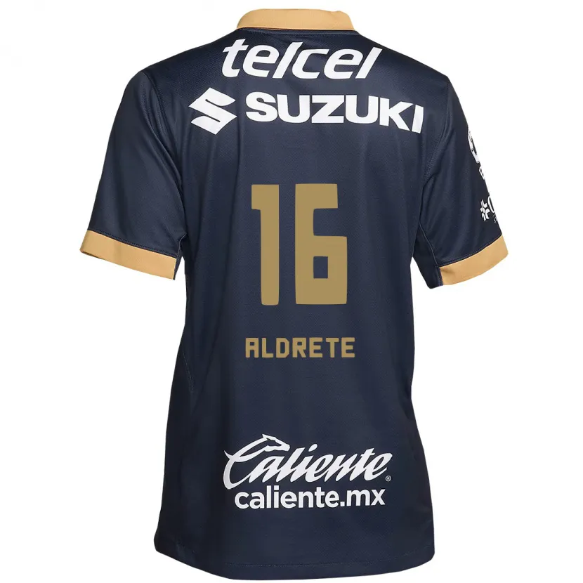 Danxen Kinderen Adrián Aldrete #16 Obsidiaan Goud Wit Uitshirt Uittenue 2024/25 T-Shirt