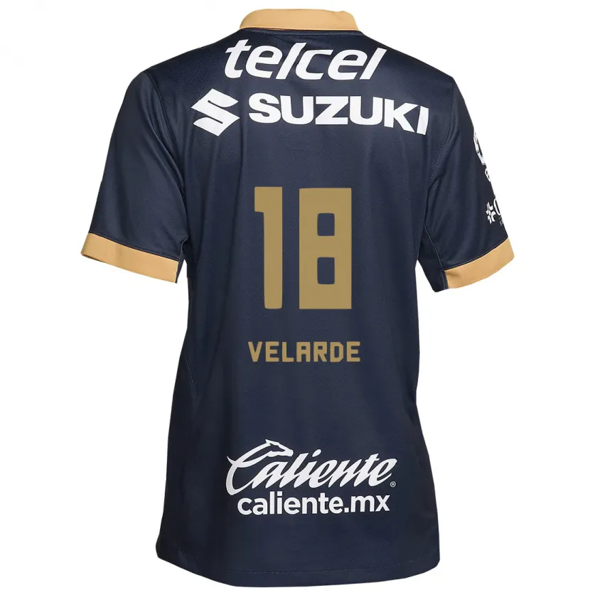 Danxen Kinderen Efrain Velarde #18 Obsidiaan Goud Wit Uitshirt Uittenue 2024/25 T-Shirt