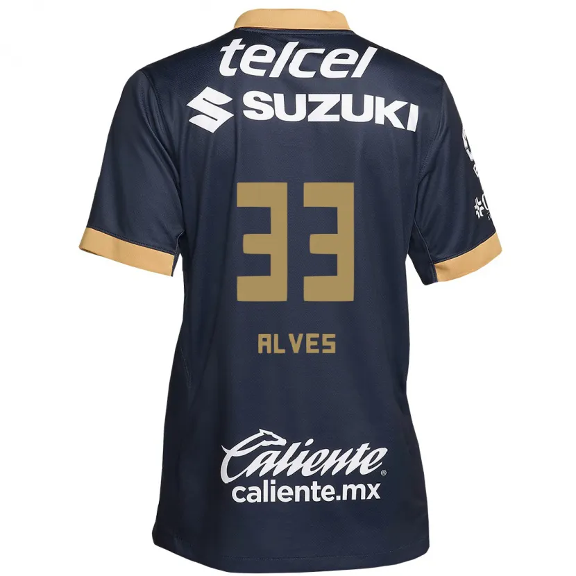 Danxen Kinderen Dani Alves #33 Obsidiaan Goud Wit Uitshirt Uittenue 2024/25 T-Shirt