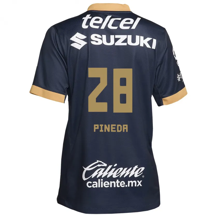 Danxen Kinderen Grecia Pineda #28 Obsidiaan Goud Wit Uitshirt Uittenue 2024/25 T-Shirt