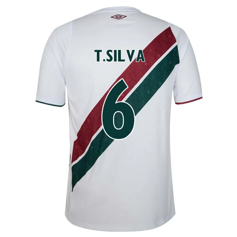 Danxen Kinderen Thiago Silva #6 Wit Groen Kastanjebruin Uitshirt Uittenue 2024/25 T-Shirt