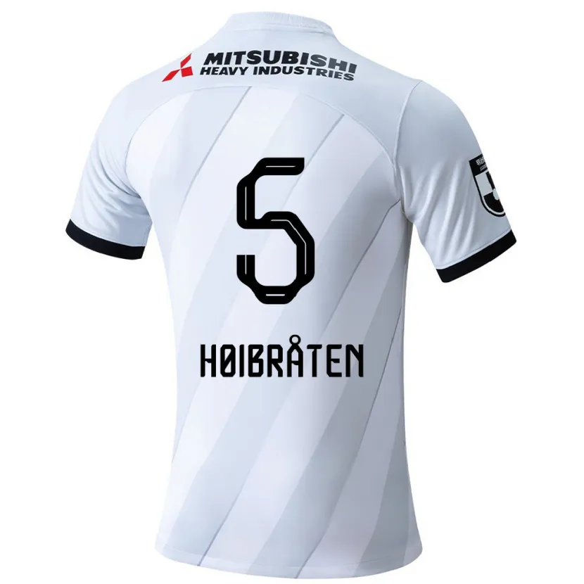 Danxen Kinderen Marius Høibråten #5 Wit Grijs Uitshirt Uittenue 2024/25 T-Shirt