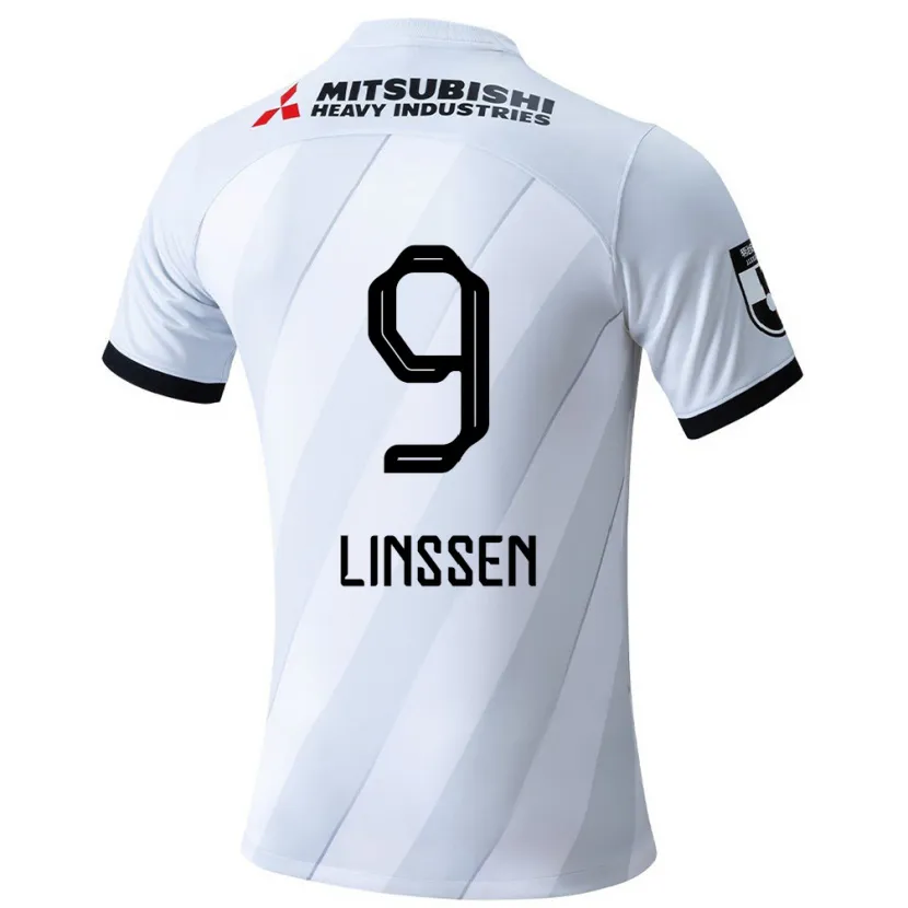 Danxen Kinderen Bryan Linssen #9 Wit Grijs Uitshirt Uittenue 2024/25 T-Shirt