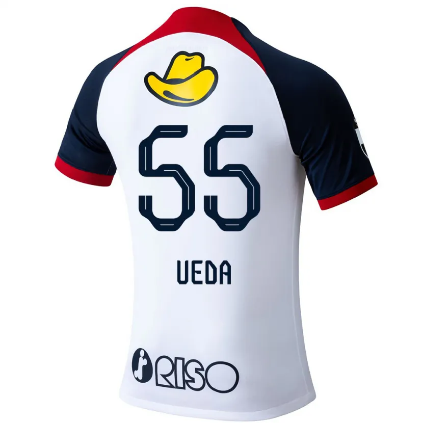 Danxen Kinderen Naomichi Ueda #55 Wit Blauw Rood Uitshirt Uittenue 2024/25 T-Shirt