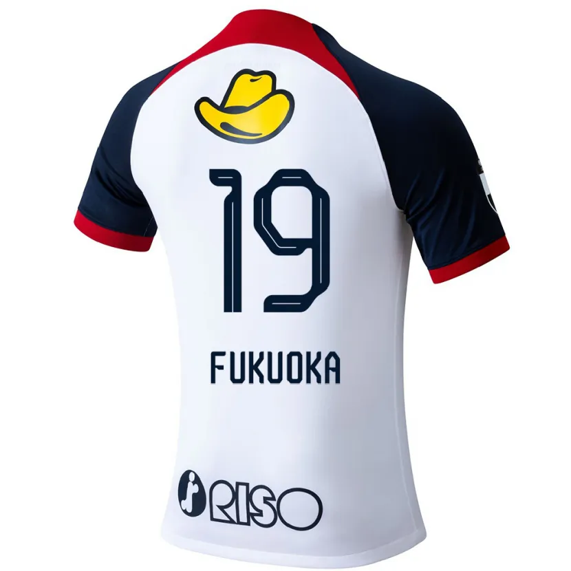 Danxen Kinderen Yuwa Fukuoka #19 Wit Blauw Rood Uitshirt Uittenue 2024/25 T-Shirt