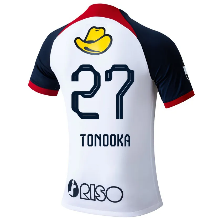 Danxen Kinderen Ryota Tonooka #27 Wit Blauw Rood Uitshirt Uittenue 2024/25 T-Shirt