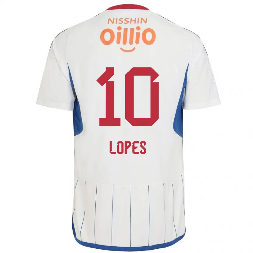 Danxen Kinderen Anderson Lopes #10 Wit Blauw Rood Uitshirt Uittenue 2024/25 T-Shirt