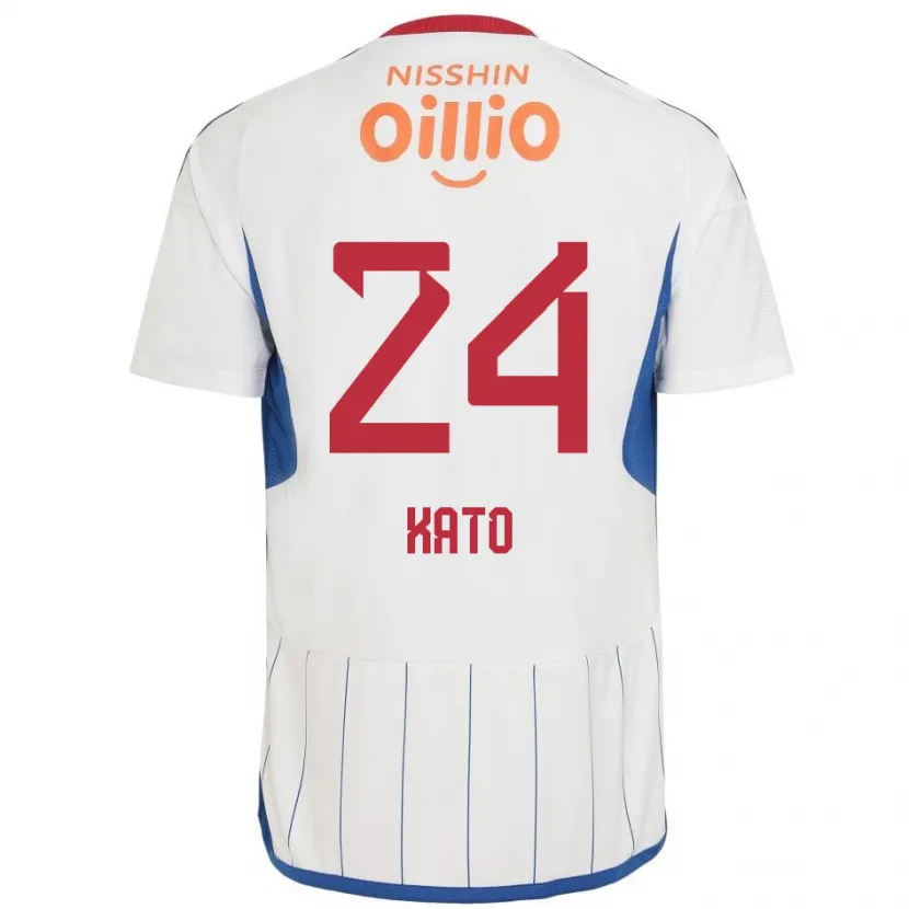 Danxen Kinderen Hijiri Kato #24 Wit Blauw Rood Uitshirt Uittenue 2024/25 T-Shirt