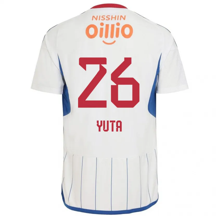 Danxen Kinderen Yuta Koike #26 Wit Blauw Rood Uitshirt Uittenue 2024/25 T-Shirt