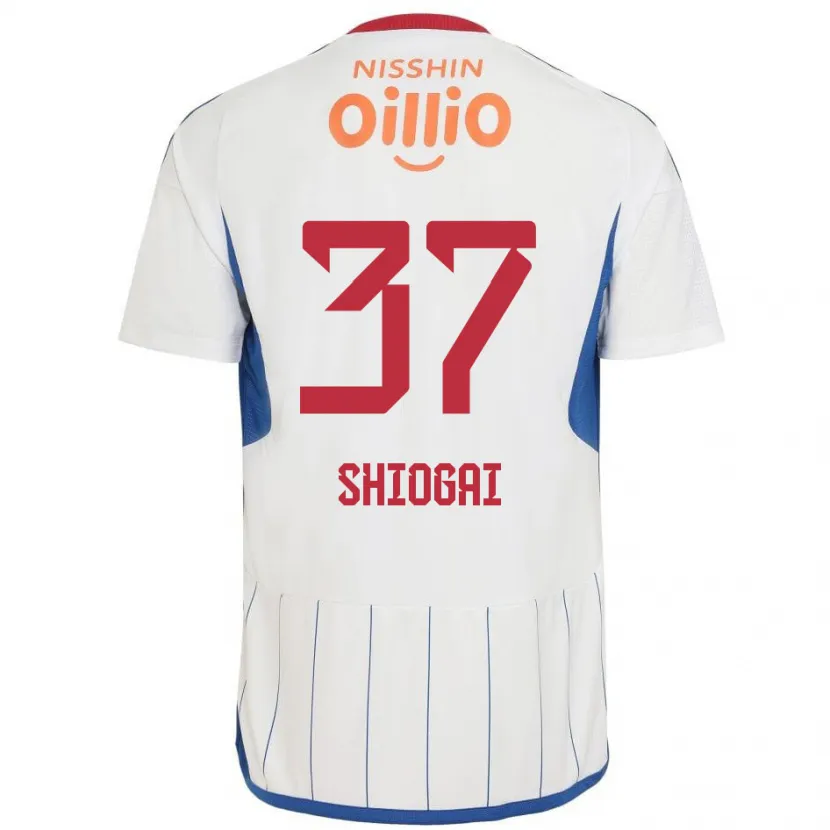 Danxen Kinderen Kento Shiogai #37 Wit Blauw Rood Uitshirt Uittenue 2024/25 T-Shirt