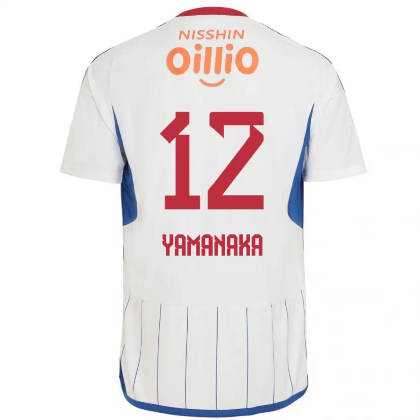 Danxen Kinderen Yuki Yamanaka #12 Wit Blauw Rood Uitshirt Uittenue 2024/25 T-Shirt