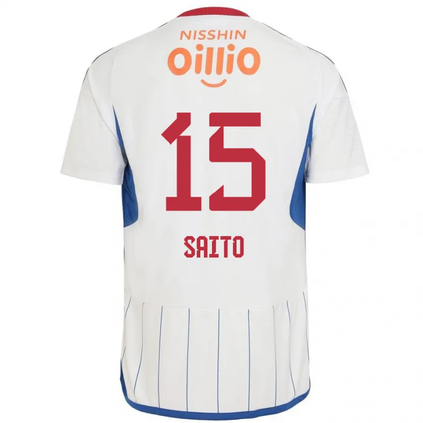 Danxen Kinderen Haru Saito #15 Wit Blauw Rood Uitshirt Uittenue 2024/25 T-Shirt