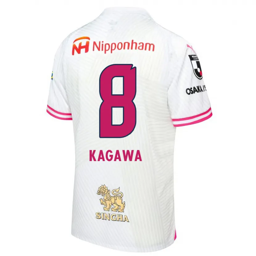 Danxen Kinderen Shinji Kagawa #8 Wit Roze Uitshirt Uittenue 2024/25 T-Shirt