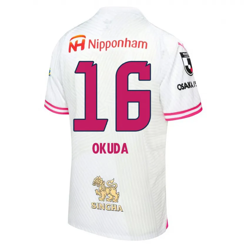 Danxen Kinderen Hayato Okuda #16 Wit Roze Uitshirt Uittenue 2024/25 T-Shirt