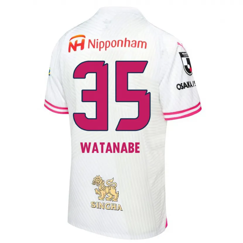 Danxen Kinderen Ryo Watanabe #35 Wit Roze Uitshirt Uittenue 2024/25 T-Shirt