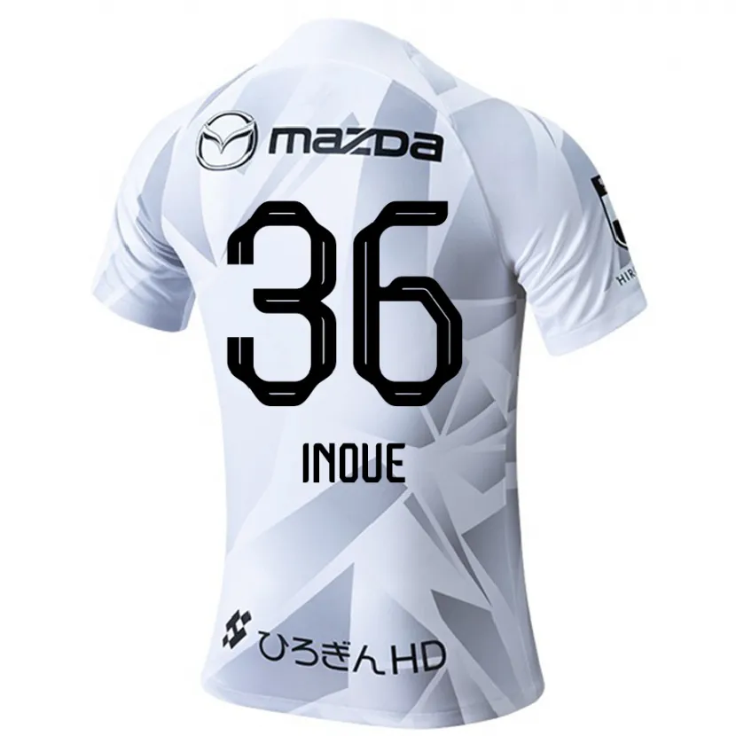 Danxen Kinderen Aren Inoue #36 Wit Grijs Zwart Uitshirt Uittenue 2024/25 T-Shirt