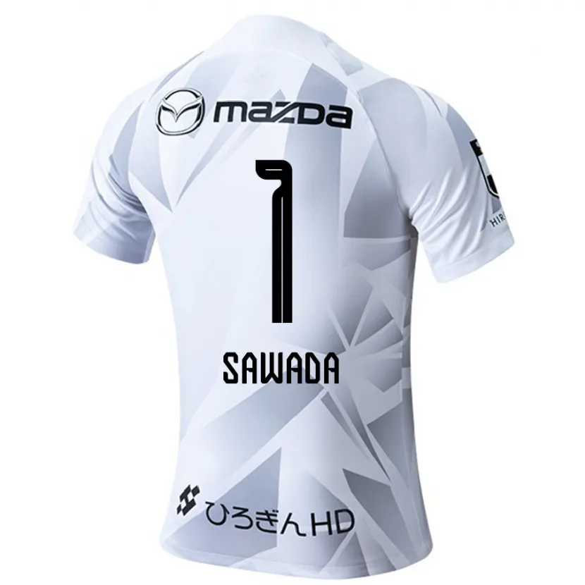 Danxen Kinderen Shunsuke Sawada #1 Wit Grijs Zwart Uitshirt Uittenue 2024/25 T-Shirt