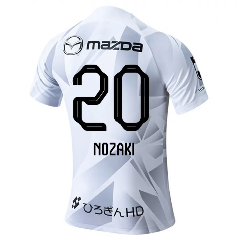 Danxen Kinderen Kota Nozaki #20 Wit Grijs Zwart Uitshirt Uittenue 2024/25 T-Shirt