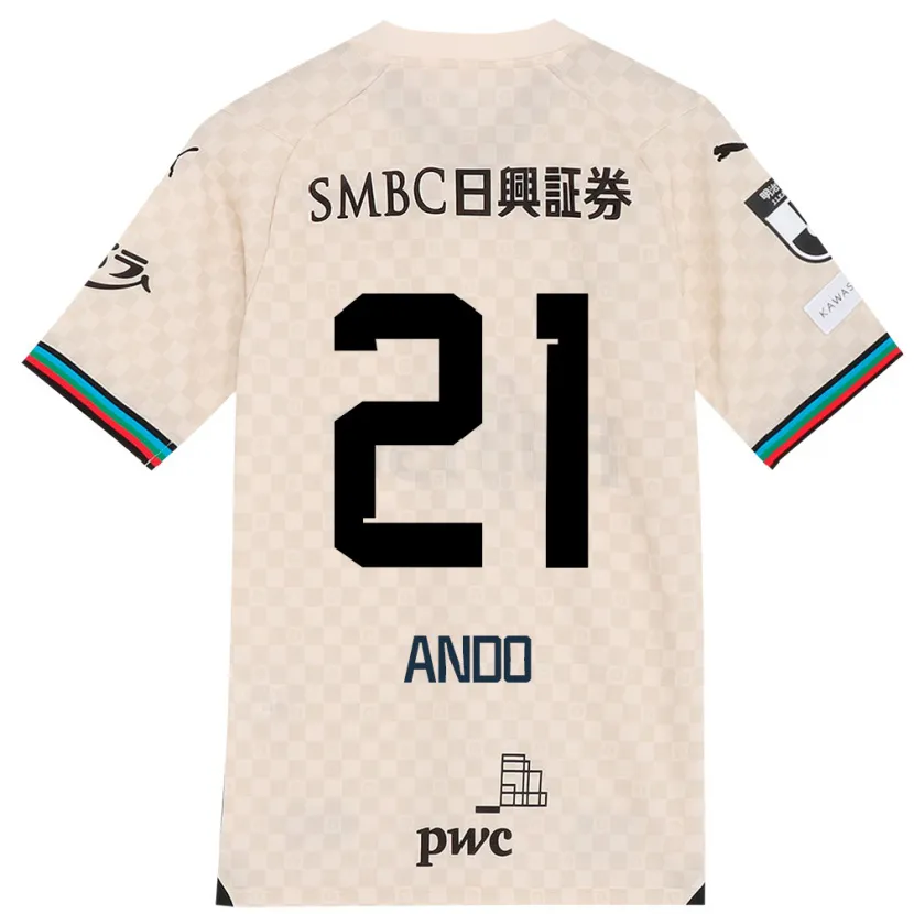 Danxen Kinderen Shunsuke Ando #21 Wit Grijs Uitshirt Uittenue 2024/25 T-Shirt