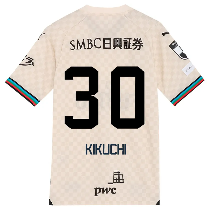 Danxen Kinderen Kyo Kikuchi #30 Wit Grijs Uitshirt Uittenue 2024/25 T-Shirt