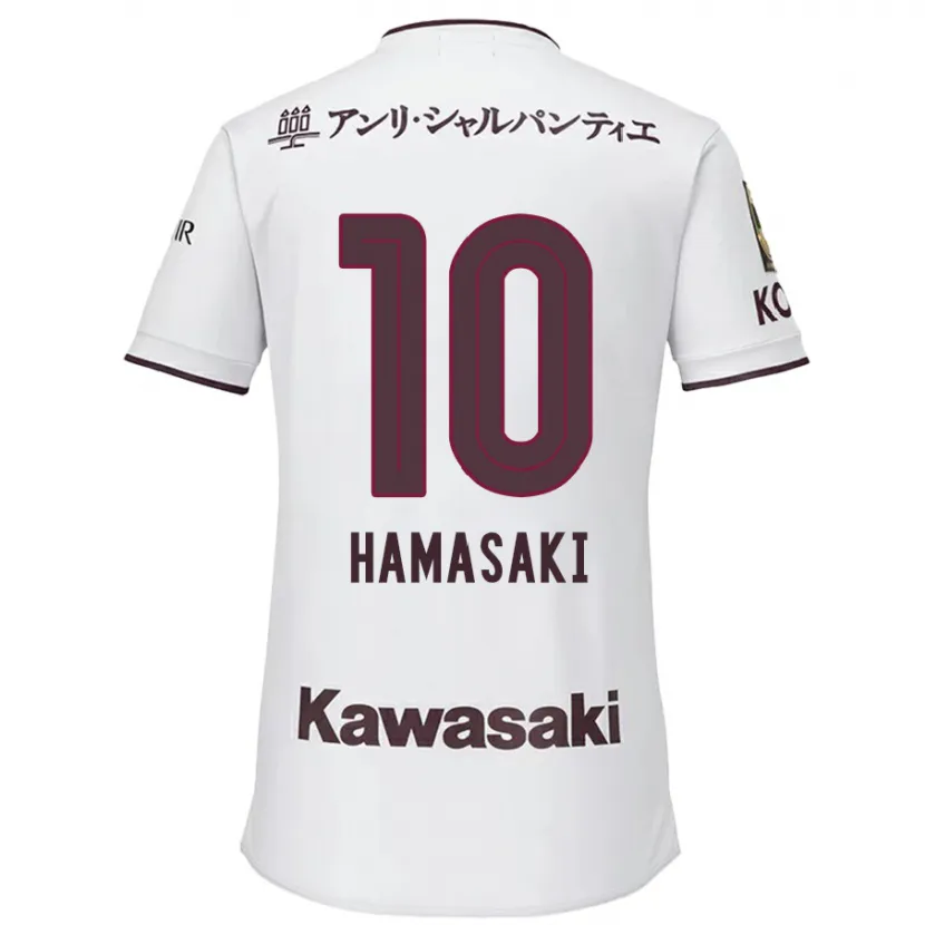 Danxen Kinderen Kento Hamasaki #10 Wit Rood Uitshirt Uittenue 2024/25 T-Shirt