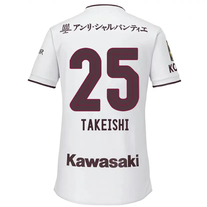 Danxen Kinderen Tsubasa Takeishi #25 Wit Rood Uitshirt Uittenue 2024/25 T-Shirt