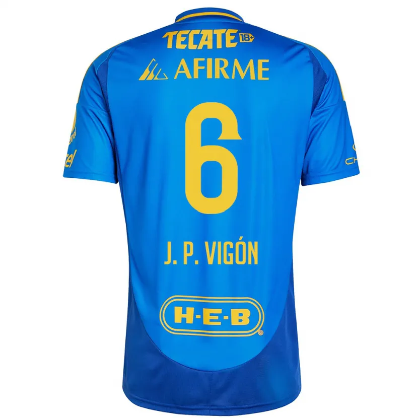 Danxen Kinderen Juan Pablo Vigón #6 Blauw Geel Uitshirt Uittenue 2024/25 T-Shirt