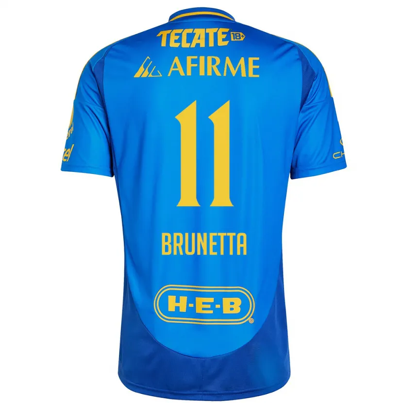 Danxen Kinderen Juan Brunetta #11 Blauw Geel Uitshirt Uittenue 2024/25 T-Shirt