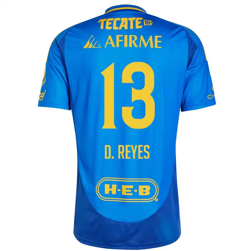 Danxen Kinderen Diego Reyes #13 Blauw Geel Uitshirt Uittenue 2024/25 T-Shirt