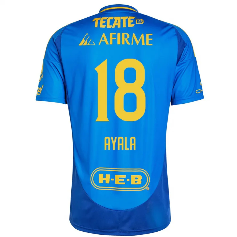 Danxen Kinderen David Ayala #18 Blauw Geel Uitshirt Uittenue 2024/25 T-Shirt