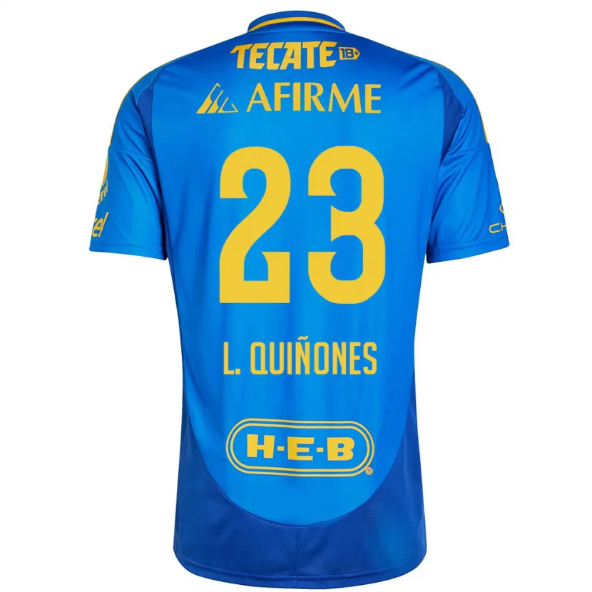 Danxen Kinderen Luis Quiñones #23 Blauw Geel Uitshirt Uittenue 2024/25 T-Shirt