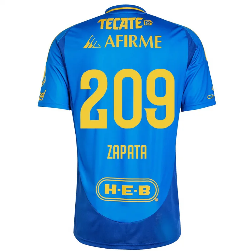 Danxen Kinderen Jorge Zapata #209 Blauw Geel Uitshirt Uittenue 2024/25 T-Shirt