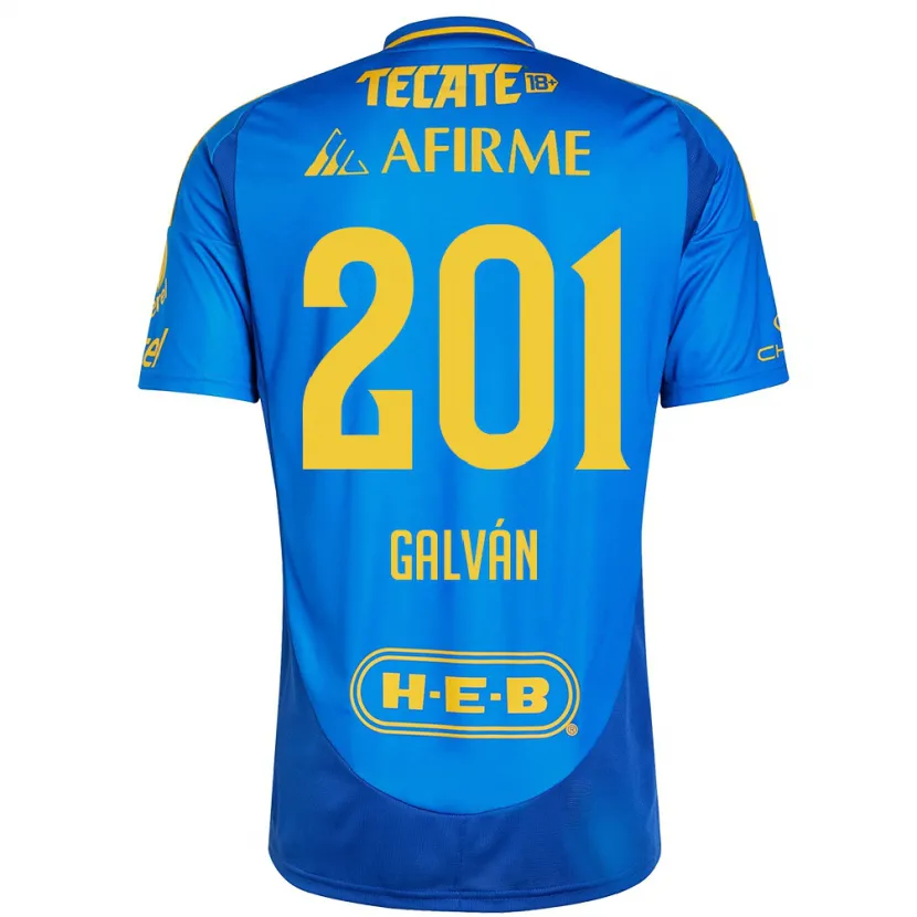 Danxen Kinderen Isac Galván #201 Blauw Geel Uitshirt Uittenue 2024/25 T-Shirt