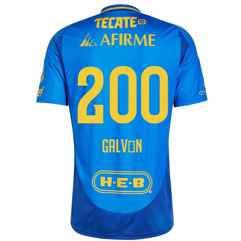 Danxen Kinderen Isaias Galván #200 Blauw Geel Uitshirt Uittenue 2024/25 T-Shirt