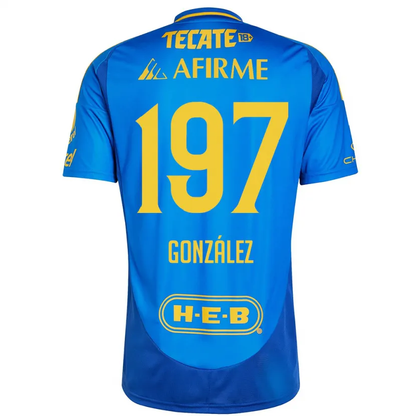 Danxen Kinderen Germán González #197 Blauw Geel Uitshirt Uittenue 2024/25 T-Shirt