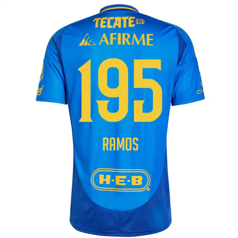 Danxen Kinderen Rodrigo Ramos #195 Blauw Geel Uitshirt Uittenue 2024/25 T-Shirt