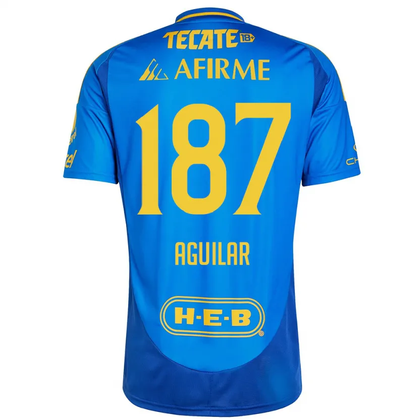 Danxen Kinderen Manuel Aguilar #187 Blauw Geel Uitshirt Uittenue 2024/25 T-Shirt