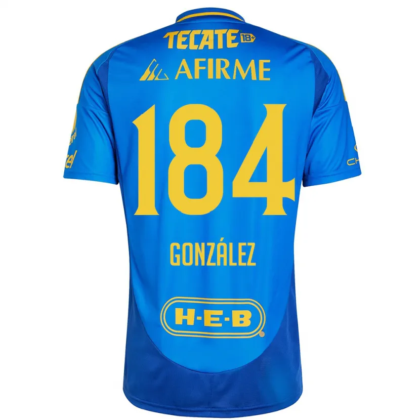 Danxen Kinderen Erick González #184 Blauw Geel Uitshirt Uittenue 2024/25 T-Shirt